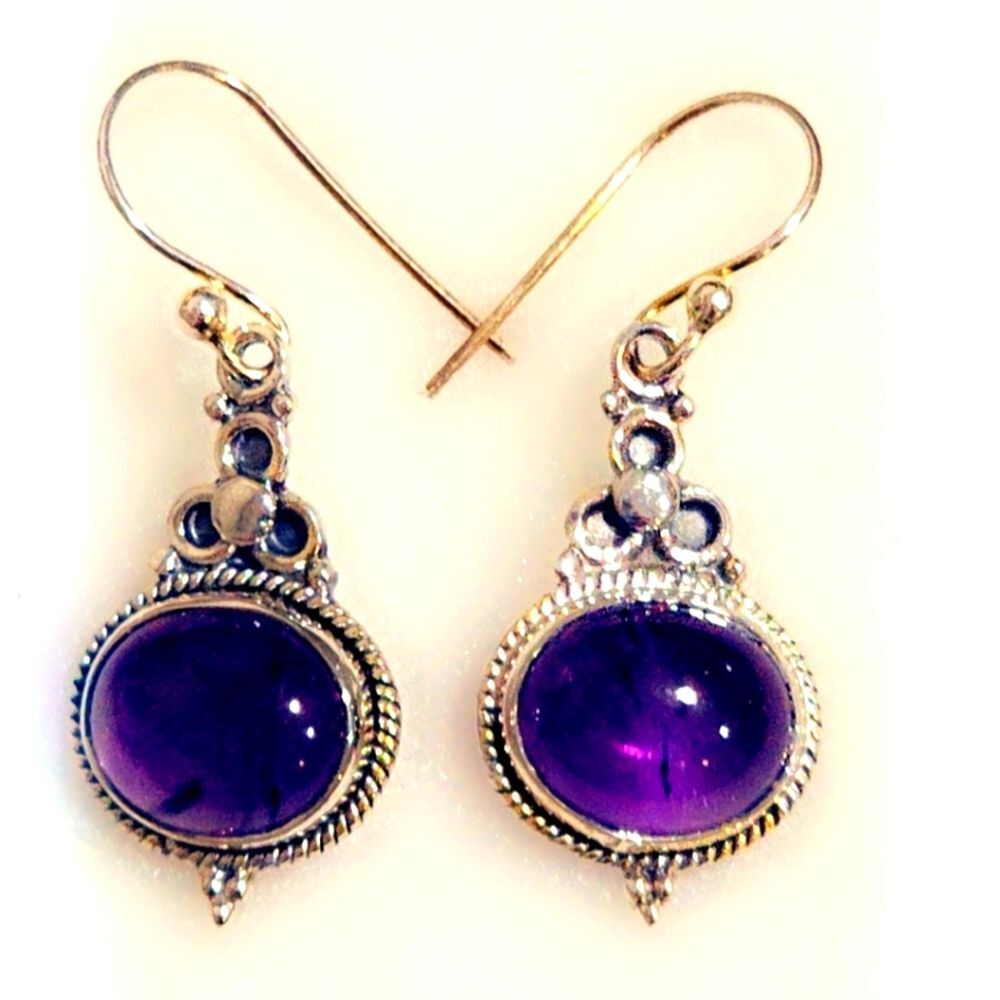 Amethyst Sterling Silver Gemstone Dangle Earrings